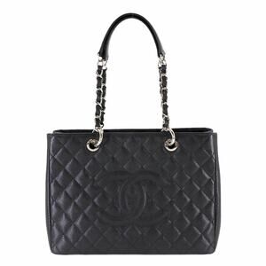 CHANEL Matelasse Grand Chain Tote Bag GST Caviar Leather Black A50995